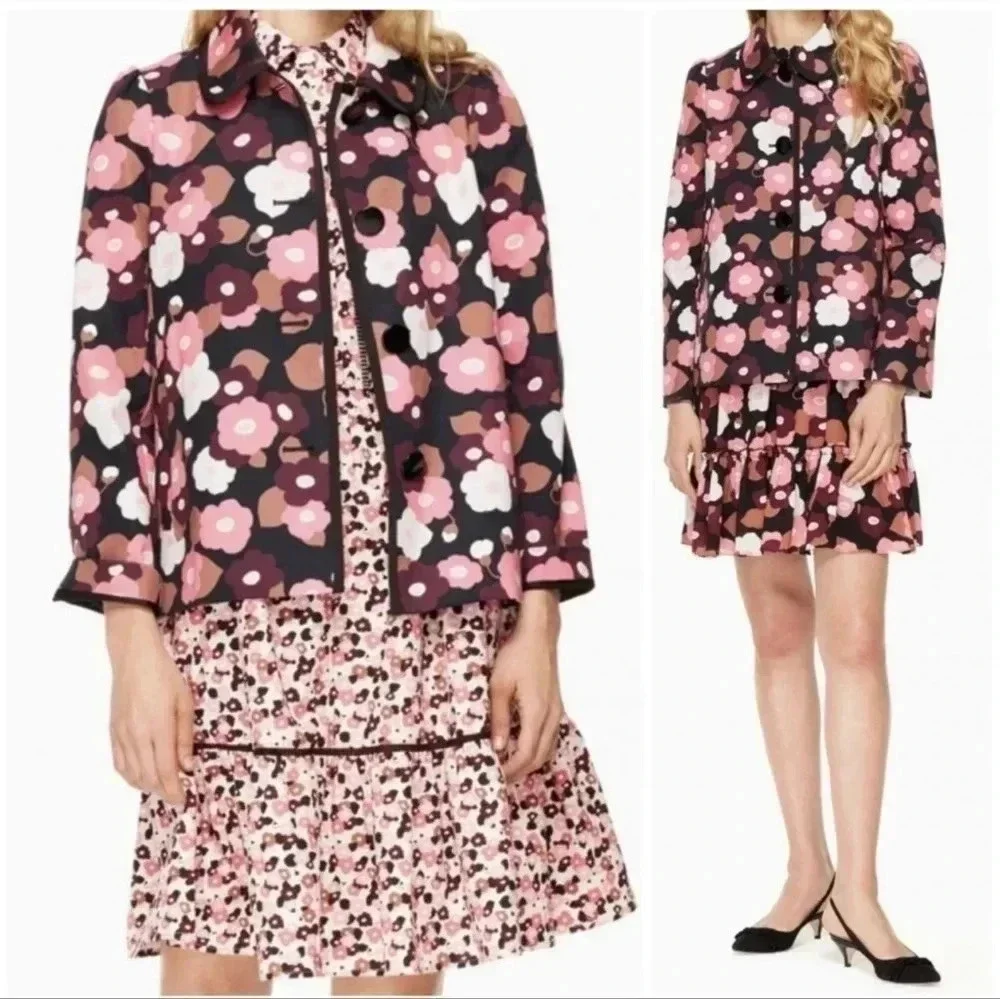KATE SPADE New York Blooming Floral A-Line Boxy Swing Fit Jacket